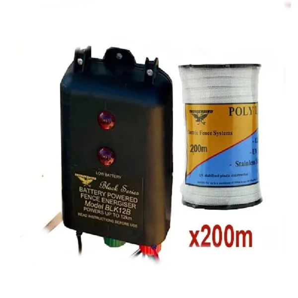 15KM B120 BATTERY Electric Fence ENERGISER Thunderbird 200m Hot Tape 40BW Farm