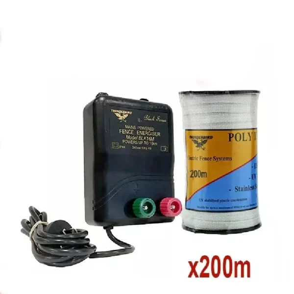 15km M120 MAINS Electric Fence Energiser Hot Tape 200m Thunderbird 40bw Farm
