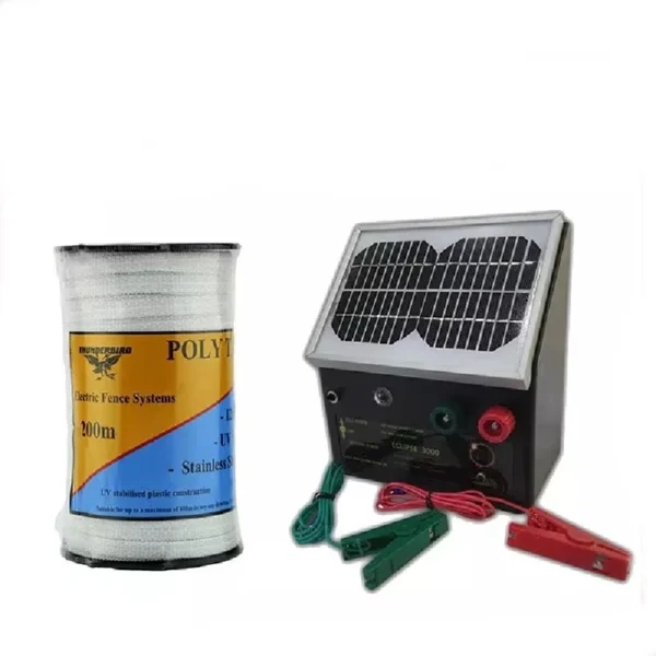 3km Solar Electric Fence Energiser with 200m Tape – Thunderbird