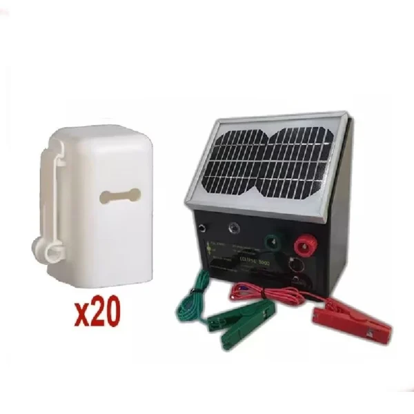 3km Solar Electric Fence Energiser with Post Caps - Thunderbird Eclipse 3000