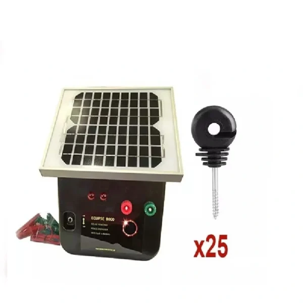 8km Eclipse 8000 Solar Electric Fence Energiser - screw wood post Thunderbird