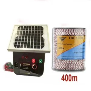 8km Solar Energiser Eclipse 8000 Electric Fence - Thunderbird with 400m Thundercord