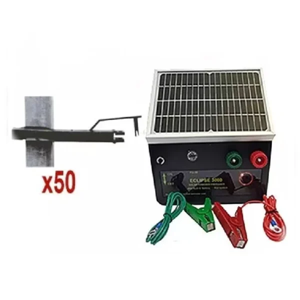 Eclipse 3000 Solar Electric Fence Energiser with Star Post Offset Insulators – Thunderbird