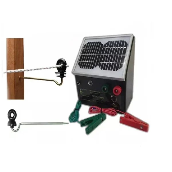 Eclipse 3000 Solar Electric Fence Energiser with Wood Post Offset Insulators – Thunderbird