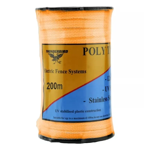 Thunderbird Electric Fence Orange Snow Hot Tape - 200m (12mm Wide)